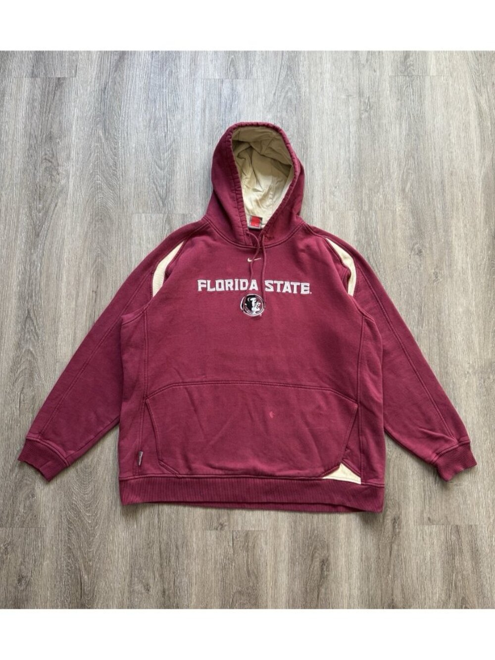 Rare Vintage 90s Nike Mid Swoosh Florida State Osceola Renegade Hoodie XL NCAA